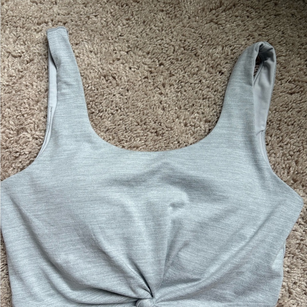 Hollister Gray Fitted Crop Tank Top with Tie Front